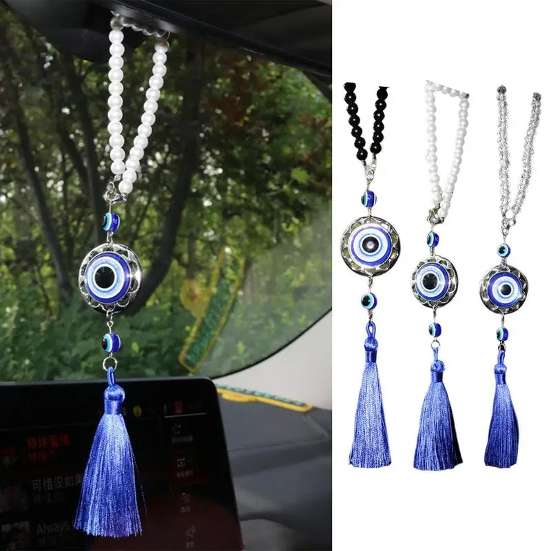 Evil Eye Car Hung Ornament Wall Hanging Turkish Evil Eye Pendant Rear View Mirror Suncatchers Decor Blue Evil Eye Protection