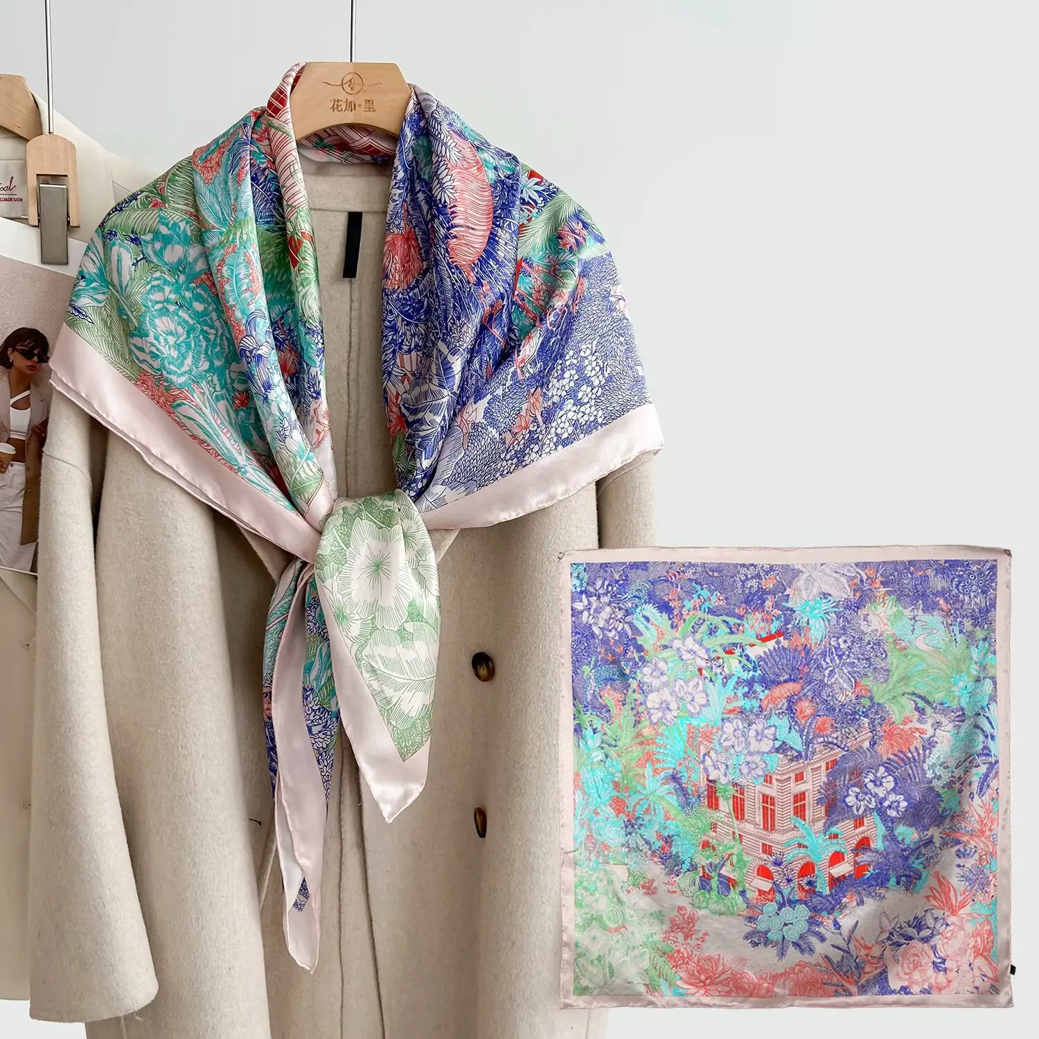 Retro Spring and Autumn Fashion Large Kerchief Outer Decorative Scarf Lady Temperament Korean Style Shawl Dual-Use