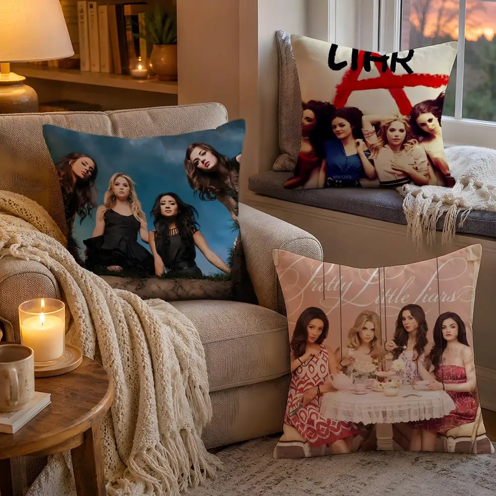 P-Pretty Little L-Liars Tv Cushion Cover Soft Plush Cushion Cover Double Print And Invisible Zipper For Sofa Home Car Use