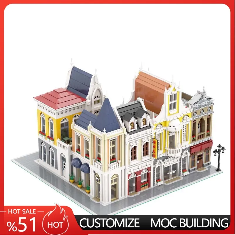 

2010 PCS City Street Radio Station and Music Store MOC Customize Modular Building Block Creative Design DIY Holiday Toy Gifts