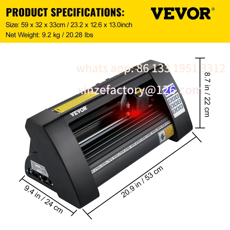 Zdjęcie 7: Konfigurowalny ploter tnący winyl z półautomatycznym sterowaniem, 14 cali (375 mm), drukarka tnąca z papierami, 3 ostrza, wyświetlacz LCD