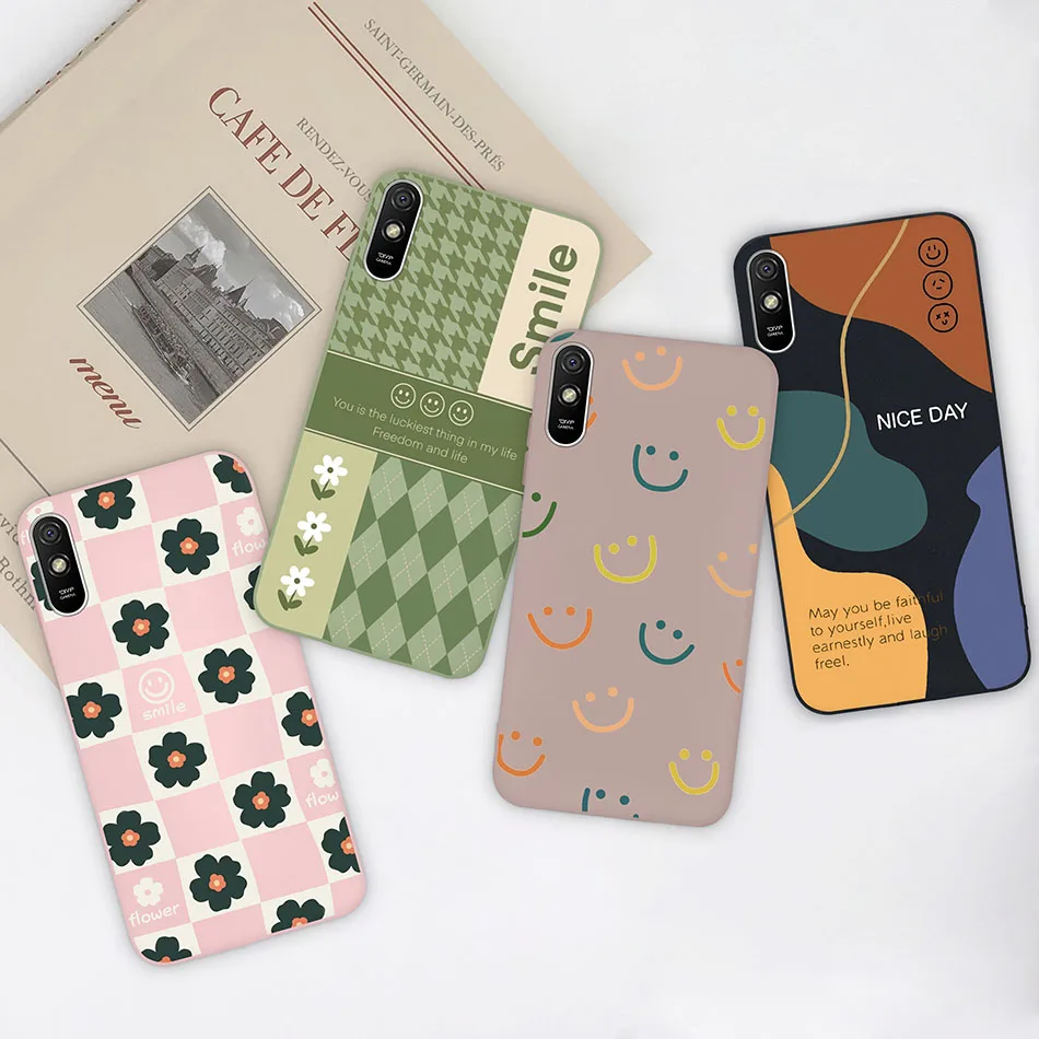 Case For Xiaomi Redmi 9A 9AT 9i Love Heart Flowers Cartoon Printing Pattern Back Cover For Redmi 9 A 9 AT 9 i Colorful Coque