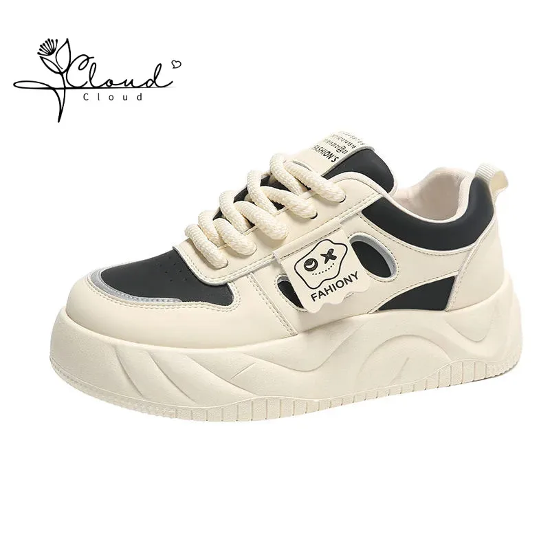 

Super Soft Increase Bread Flat Shoes Women 2024 Spring New All-match Student Thick Soled Small White Leisure Sports Board Shoes