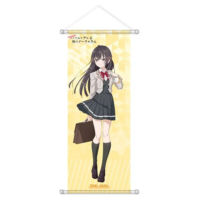 VIKAMA Black Hair School Girl Blue Wall Scroll, 6 Designs, Wall Decor for Bedroom Living Room Dorm