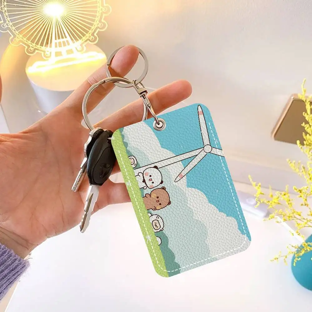 Bubu e Dudu Custodia rettangolare per carta d'identità Portachiavi Borsa per carta di accesso Portachiavi Porta carte in pelle Portachiavi Accesso