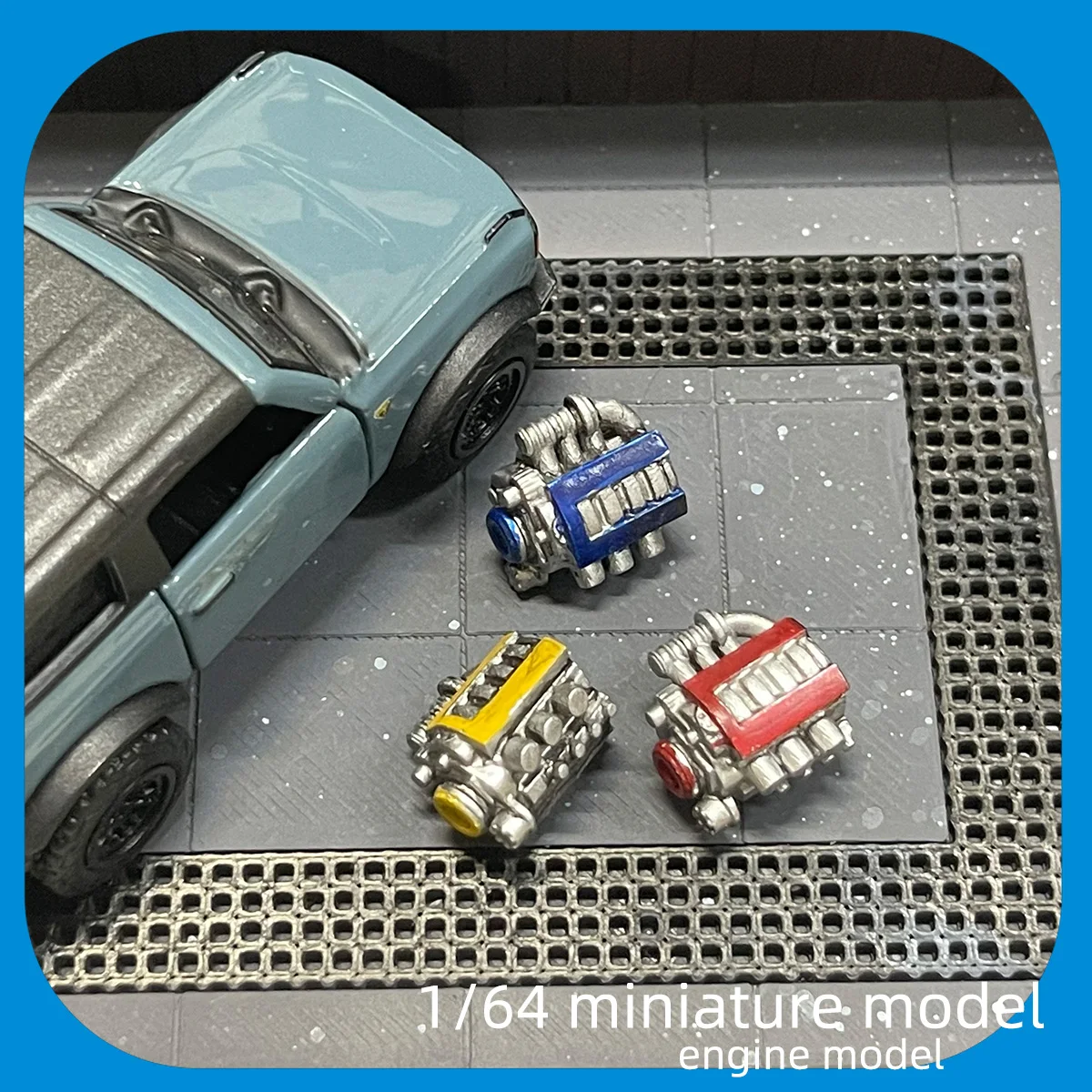 

Детализированная сцена: Модель автомастерской в масштабе 1:64, мини-двигатель №2, декоративная сцена с винтажным оформлением для моделей автомобилей.