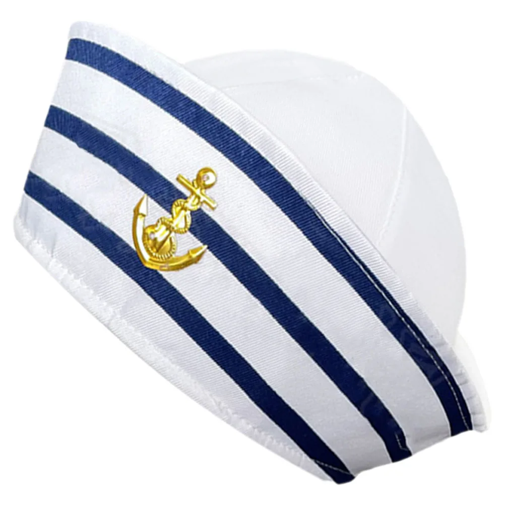 

Blue White Sailor 56cm Polyester Cosplay Stage Captains Hat For Men Boating Captain Hat Props Women Men Sea Yacht