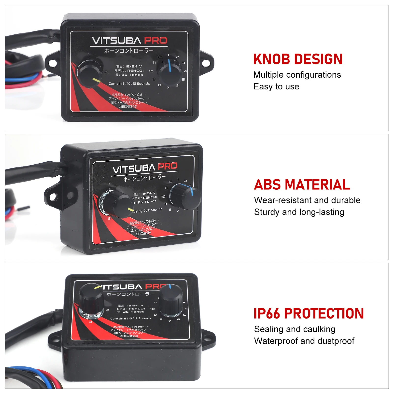 Musikhorn-Steuerbox 12-24V 25 Töne Schneckenlufthorn-Controller Schwarz ABS-Kunststoff Für Universal Auto LKW PKW 12V Einheit – Detail 3