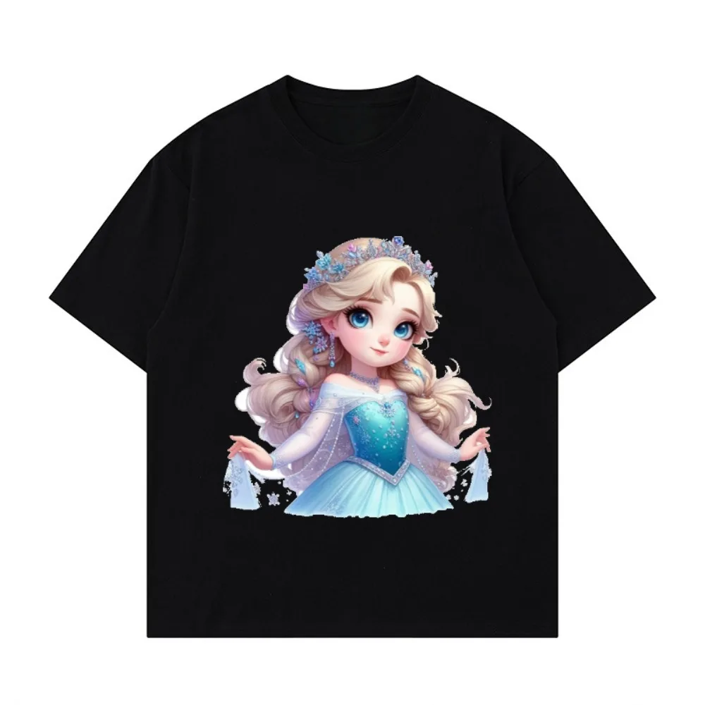 

Disney Princess Cartoon Printed Summer Men's and Women's Parent-Child Clothing Comfortable Crew Neck Short Sleeve T-Shirt Top