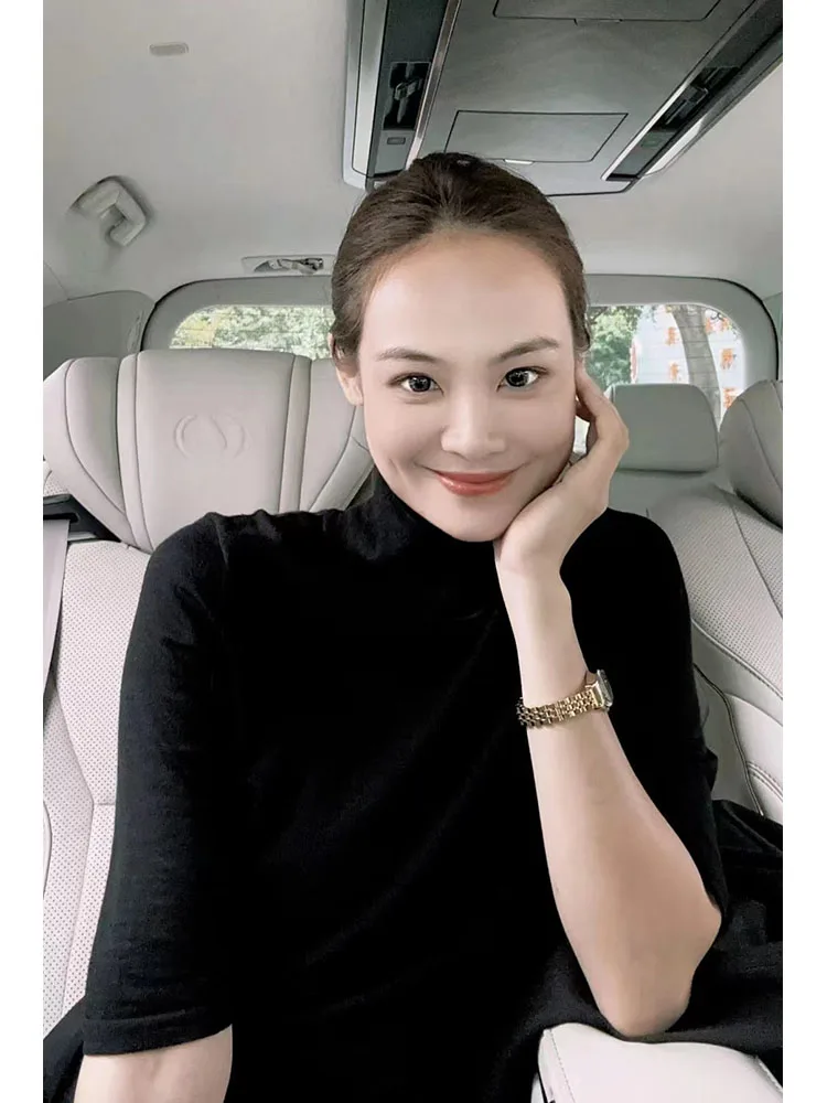 

MeiYang Godd Woolen Top hine Waable ort Sve High Ne Base irt Yangzi Spun Yarn Slim Fit Classic Pattern