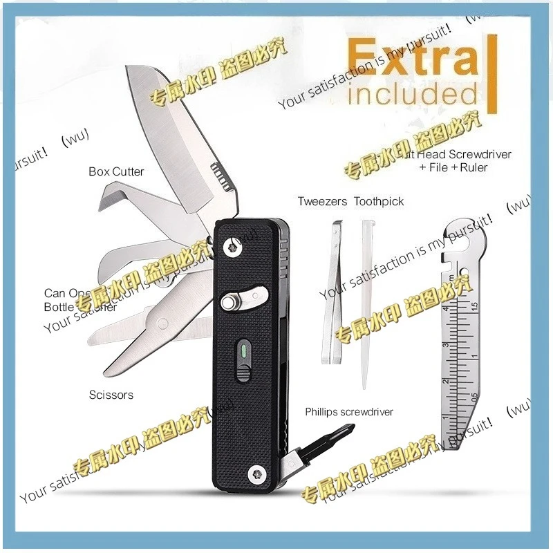 S504G mini multi-function back clip, interchangeable outdoor camping multi-function knife and scissors