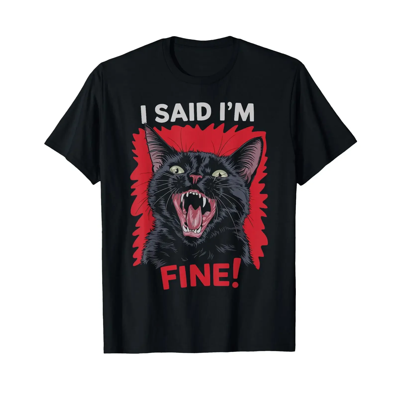 T Shirt with German Text quot Ich Sagte Mir Geht Es Gut Katzenhumor Language black S vintage Washed Top For Everyday Wear