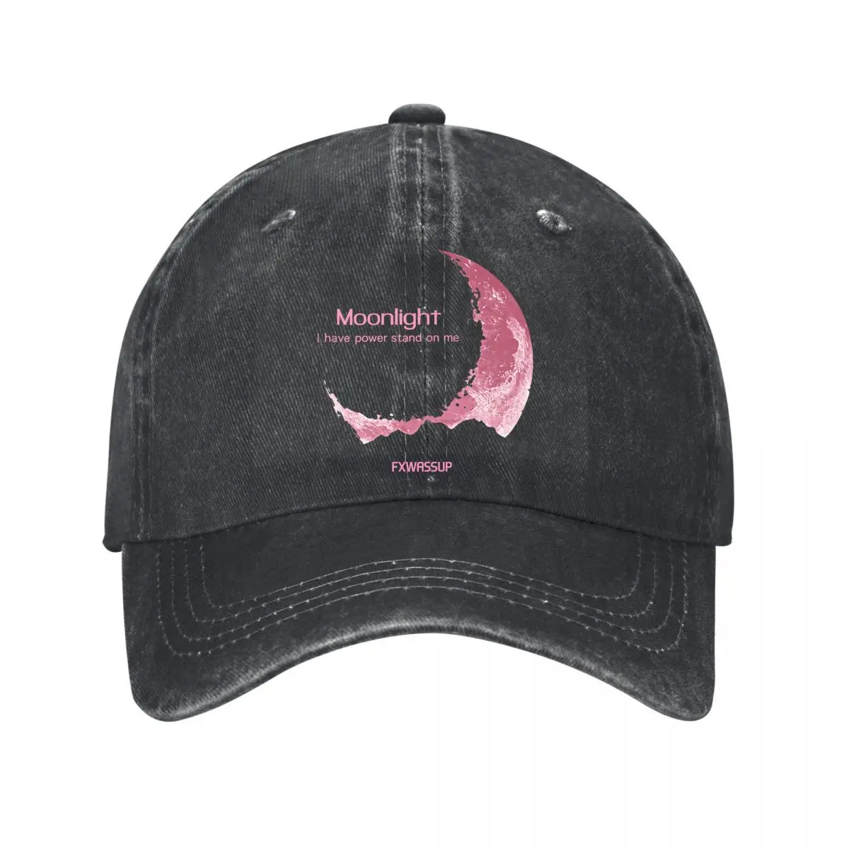 Moonlight I Have Power Stand On Me Pink Crescent Moon FXWASSUP New Vintage Washed Cotton Baseball Cap Sun Hats