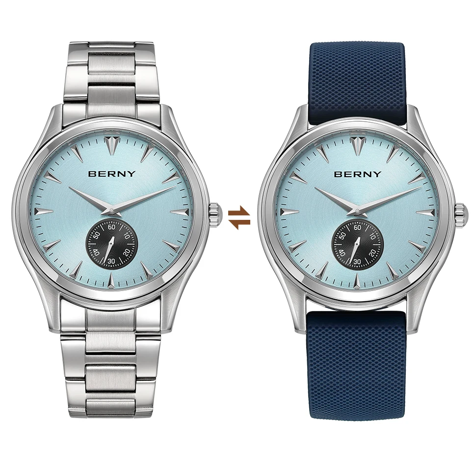 BERNY Men Quartz Watch Miyota Movement 5ATM Waterproof Wristwatches Stainless Steel Simple Fashion Quartz Watch for Men