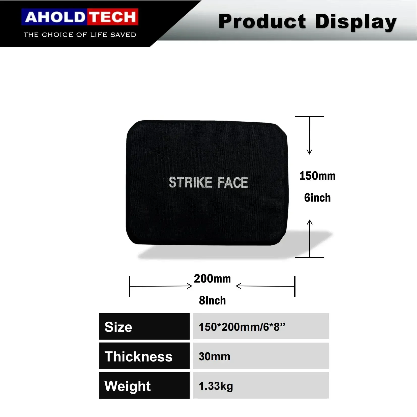 Hard Protection Side Waist Plate Aholdtech 1PCS Level 4 SA 6X8 150X200mm