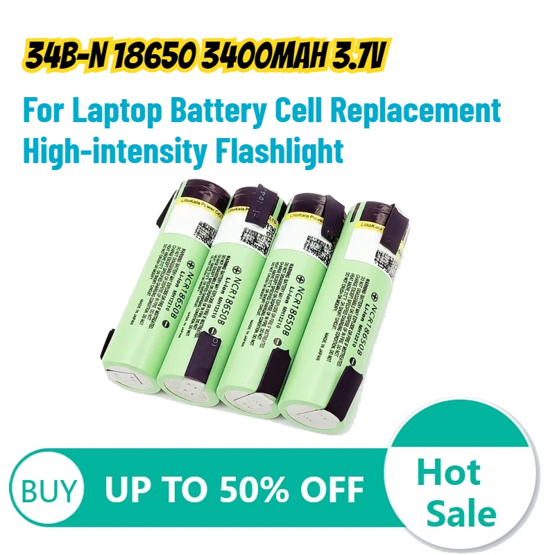 

34B-N 18650 3400mAh 3.7v Lithium Battery for Laptop Battery Cell Replacement High-intensity Flashlight Rechargeable Batteries