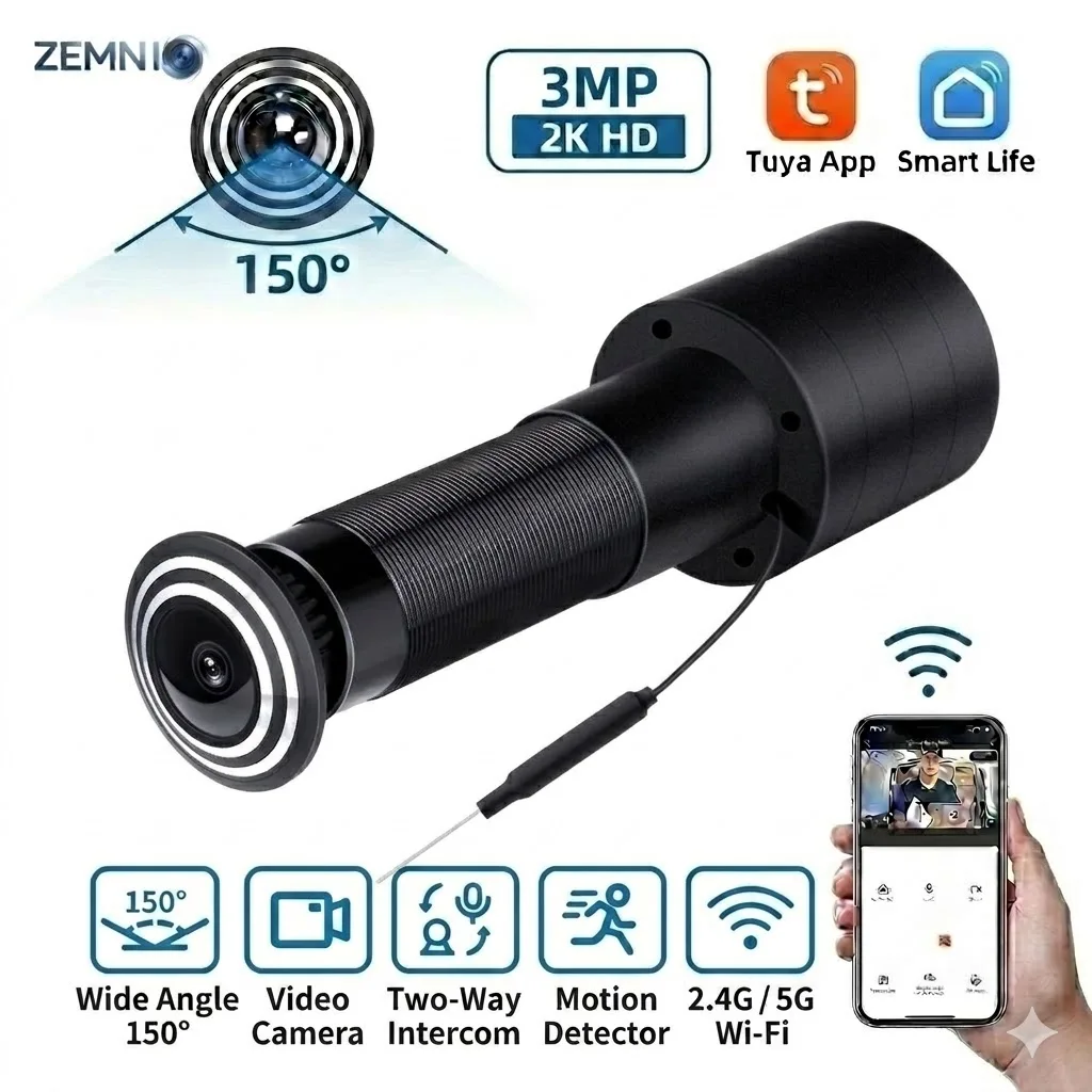 

3MP 2K HD Video Peephole 5G/2.4G Wifi Camera Motion Detection Door Viewer Video-eye Wireless Intercom Tuya Smart Home Security