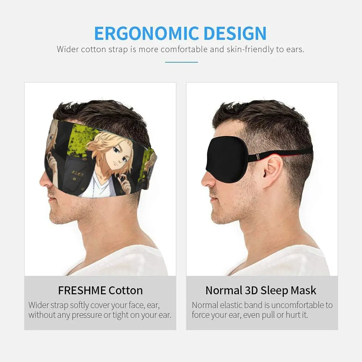 Anime Tokyo Revengers Kazutora sleep eye mask Light Blocking Portable Eye Cover for Girls Boys Home Sleeping Eyeshade eyepatch view 5