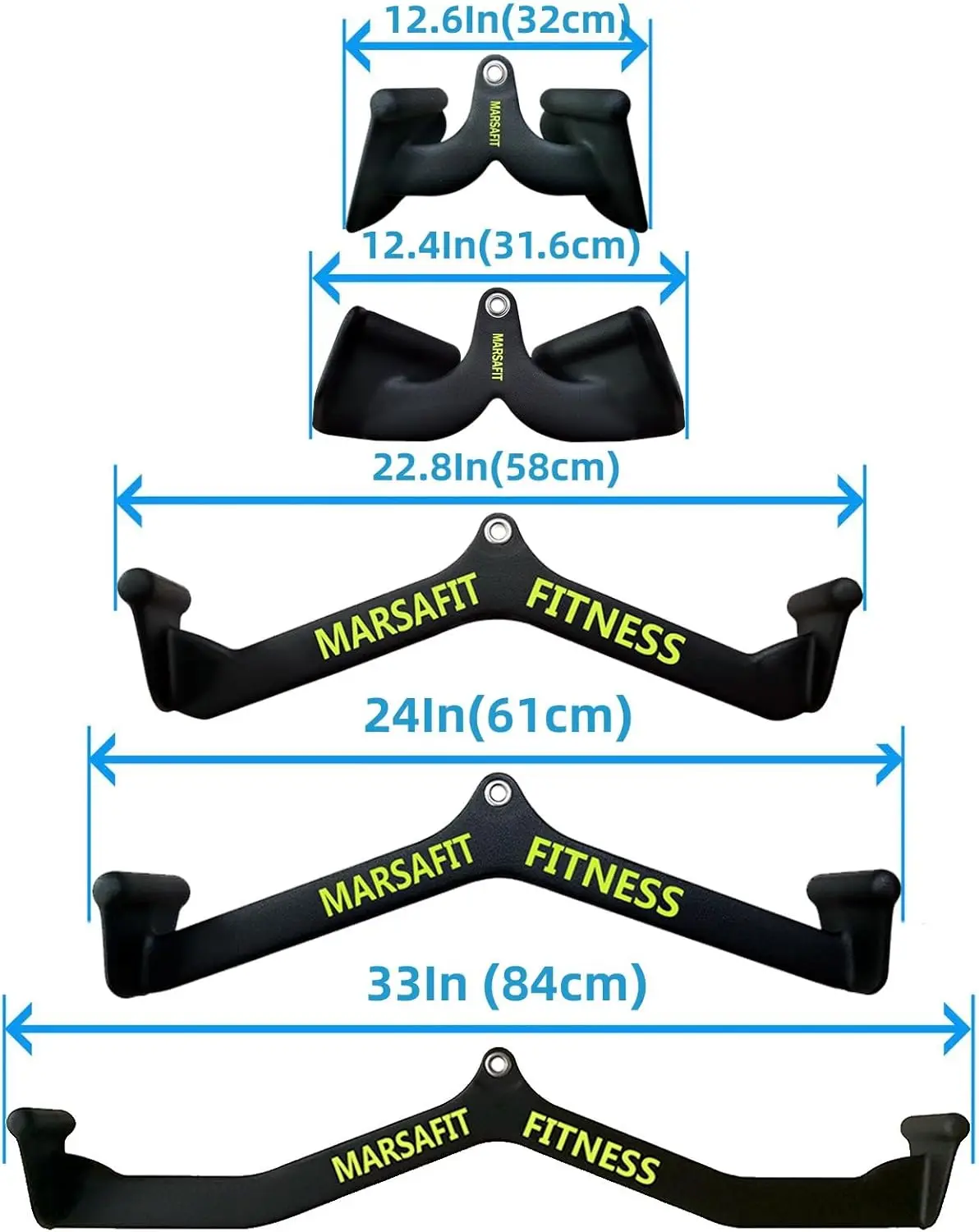 Home Gym Fitness T-bar V-bar Pulley Cable Machine Attachments, Bicep Curl Tricep Lat pulldown Bar Back Strength Training