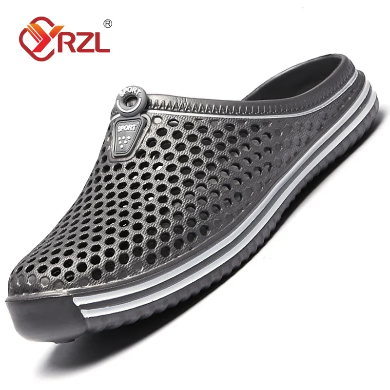 

YRZL Men Summer Shoes Sandals Men's Holes Sandals Hollow Breathable Flip Flops Clogs Shoes Fashion Beach Slippers Big Size 45