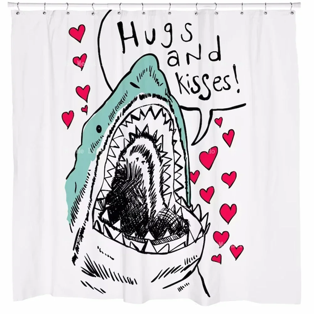 Fun Shark Shower Curtain Bathroom Decoration