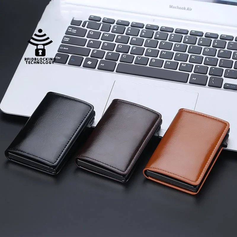 Minimalist Men Wallet RFID Anti-theft Brush Double Fold Multifun Ctional Wallet Wallet Carteira Leather Card Holder Credit Card