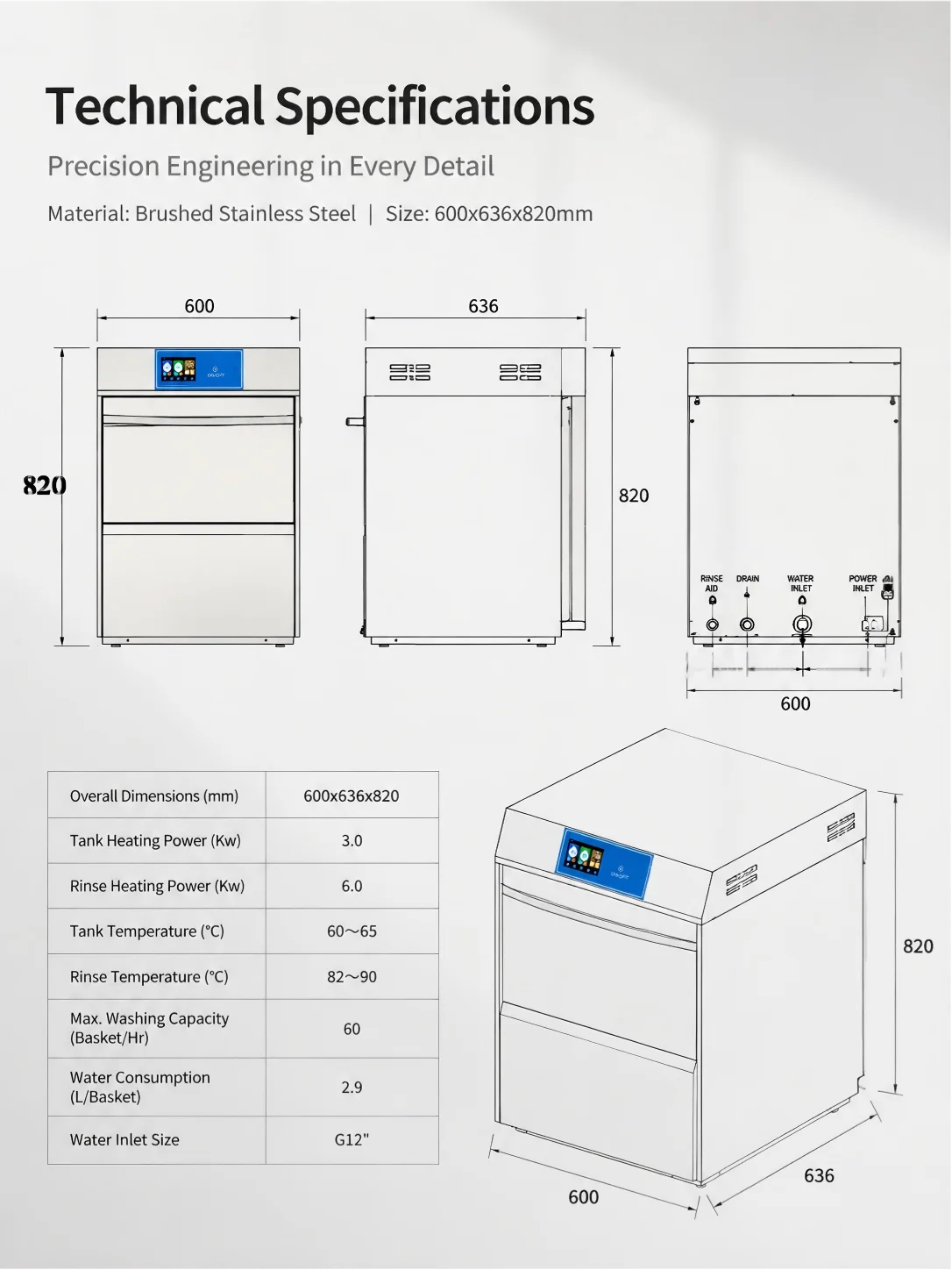 Hot Sale Professional Cup Built In Under Counter Commercial Cup/Glass Washer Commercial Dishwasher For Hotel And Restaurant
