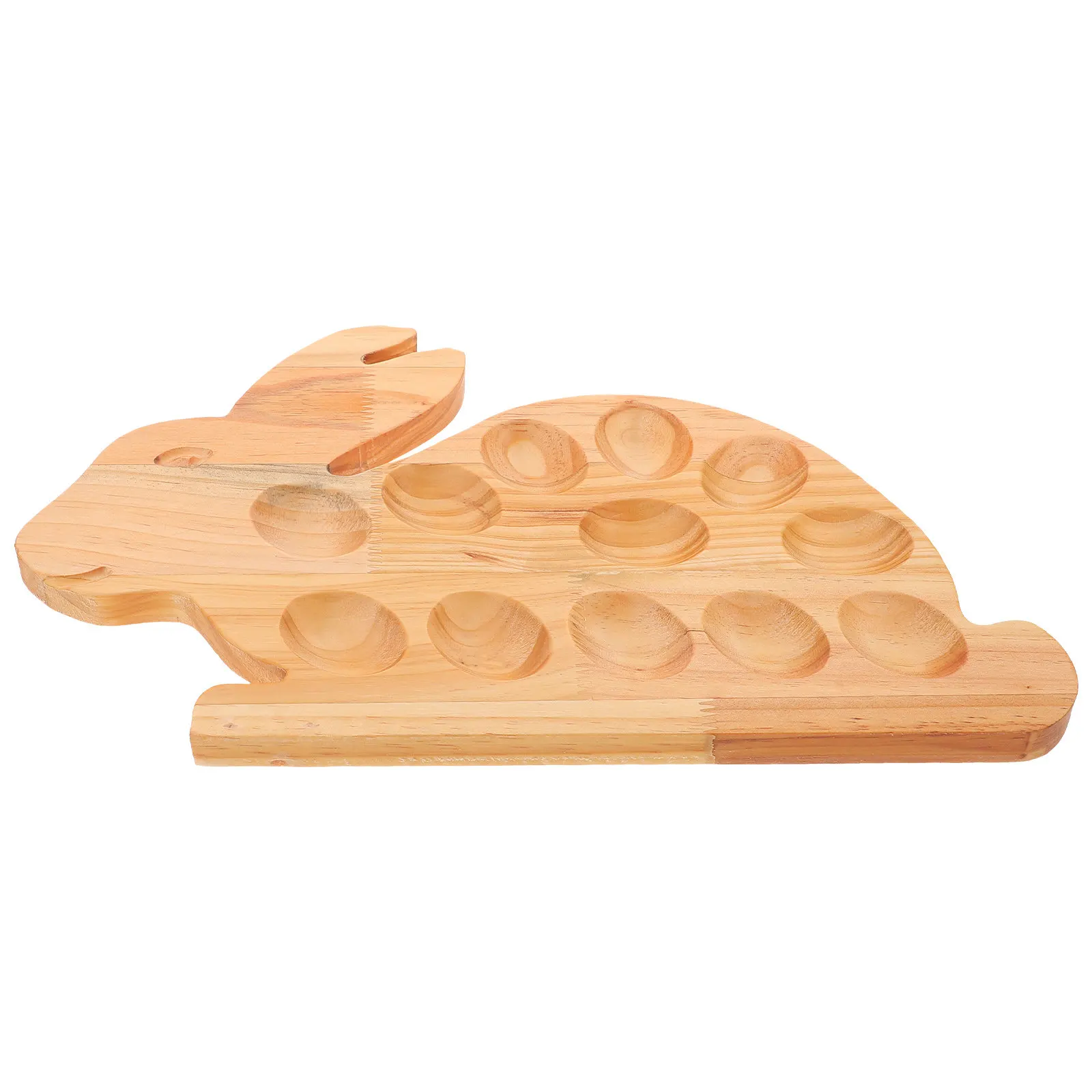 Plateau en bois pour œufs de Pâques, support en forme de lapin, plateau de service, surface lisse, facile à nettoyer, base de rangement pour la maison et la cuisine