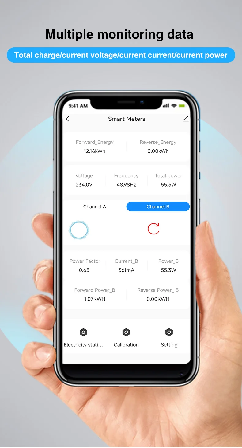 Misuratore Di Energia WiFi Hancaner Per Impianti Fotovoltaici – Monitor Bidirezionale Con CT, Controllo Da App Per Produzione E Consumo