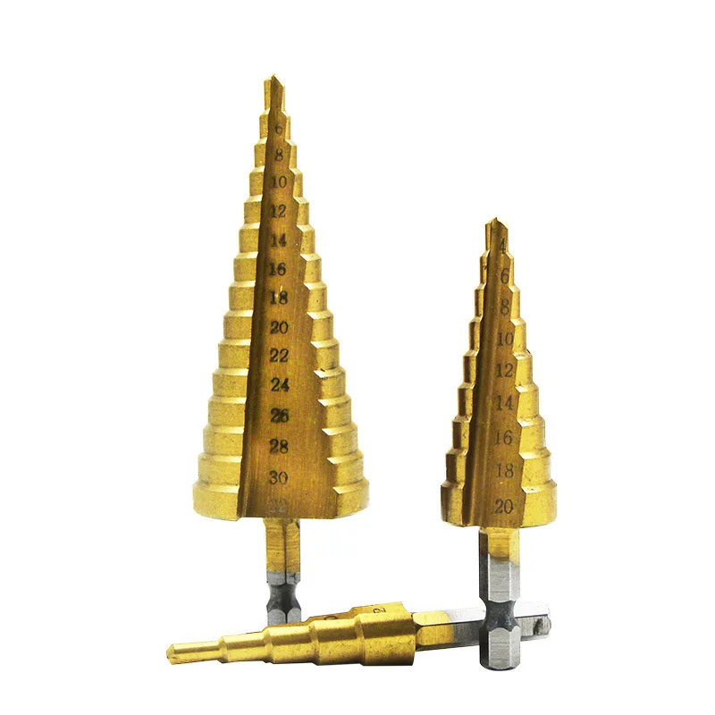 3-12mm 4-12mm 4-20mm 4-22mm HSS Straight Slot Step Drill Bit Set Titanium Coated Wood Metal Hole Saw Core Drill Bit Set