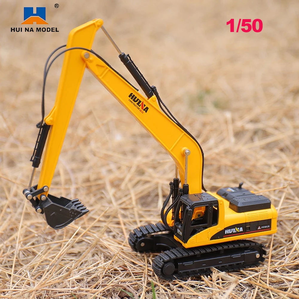 HUINA 1722 1:50 Alloy Long Arm Excavator Truck Car Metal Professional Engineering Construction Vehicle Model Toys for Boys Gifts