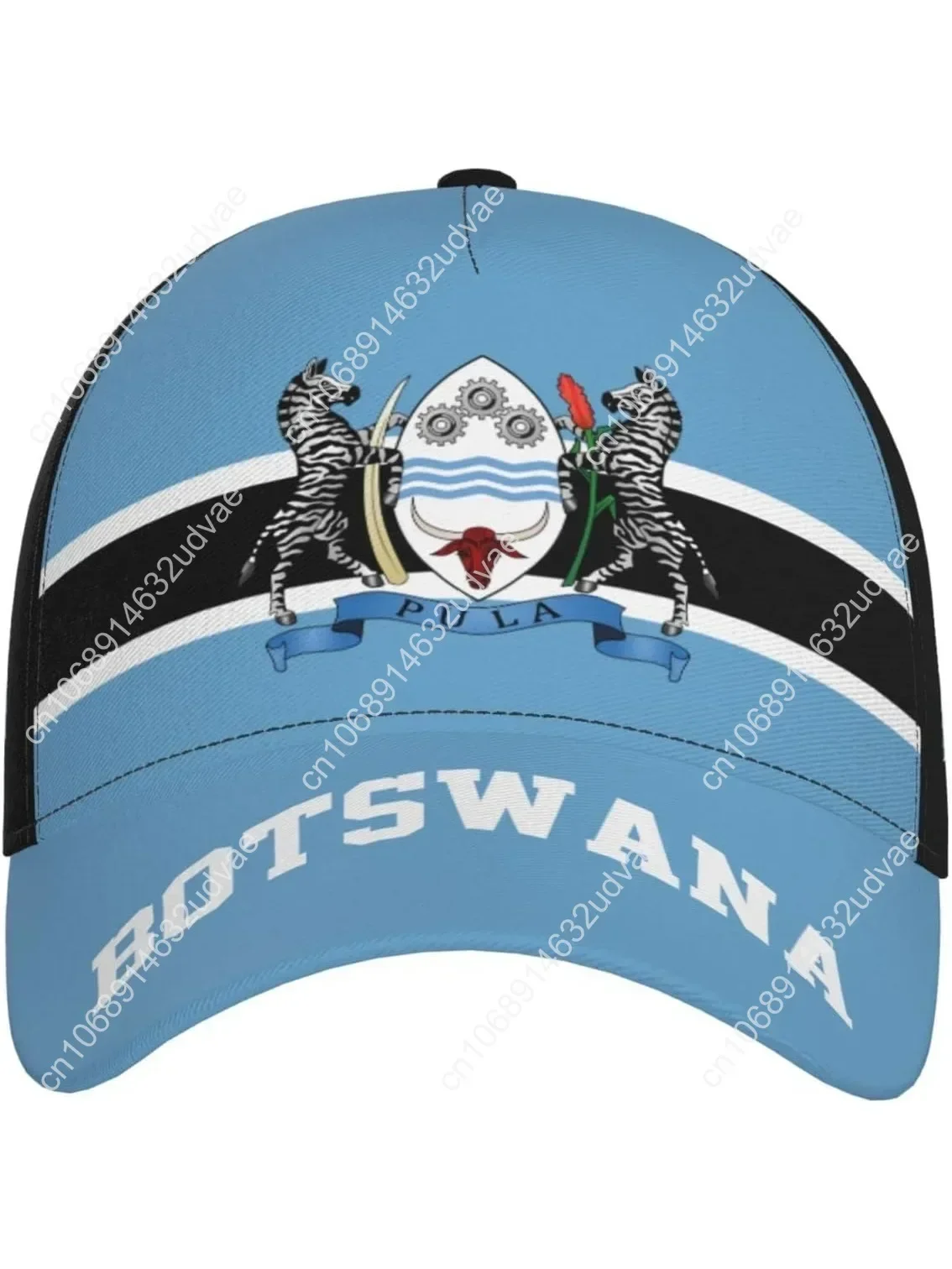 

Botswana Flag Botswanian Baseball Cap Full Print Adult Men Hat Patriotism Supporter Soccer Caps Black