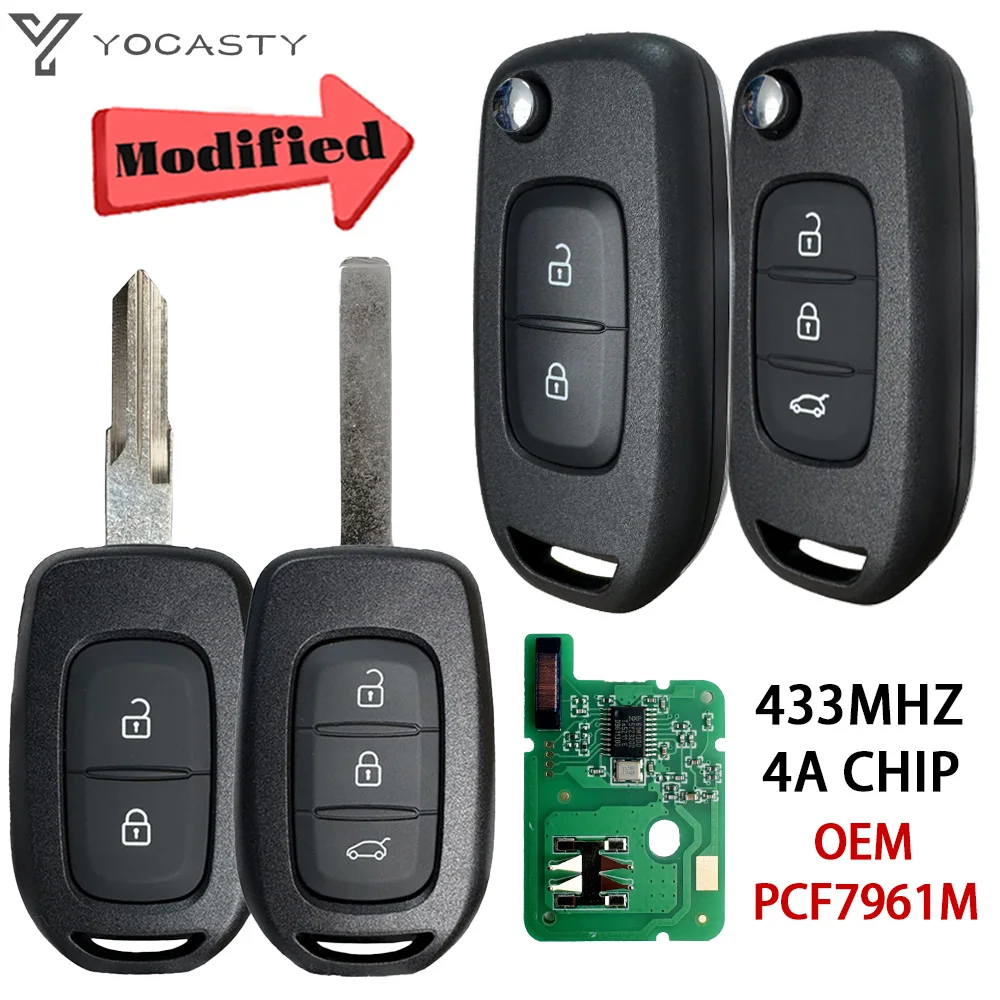 

YOCASTY модифицированный чип 4A 434 МГц дистанционный ключ от машины для Renault Dacia Logan 2 Sandero Lodgy Dokker Trafic Clio4 Duste
