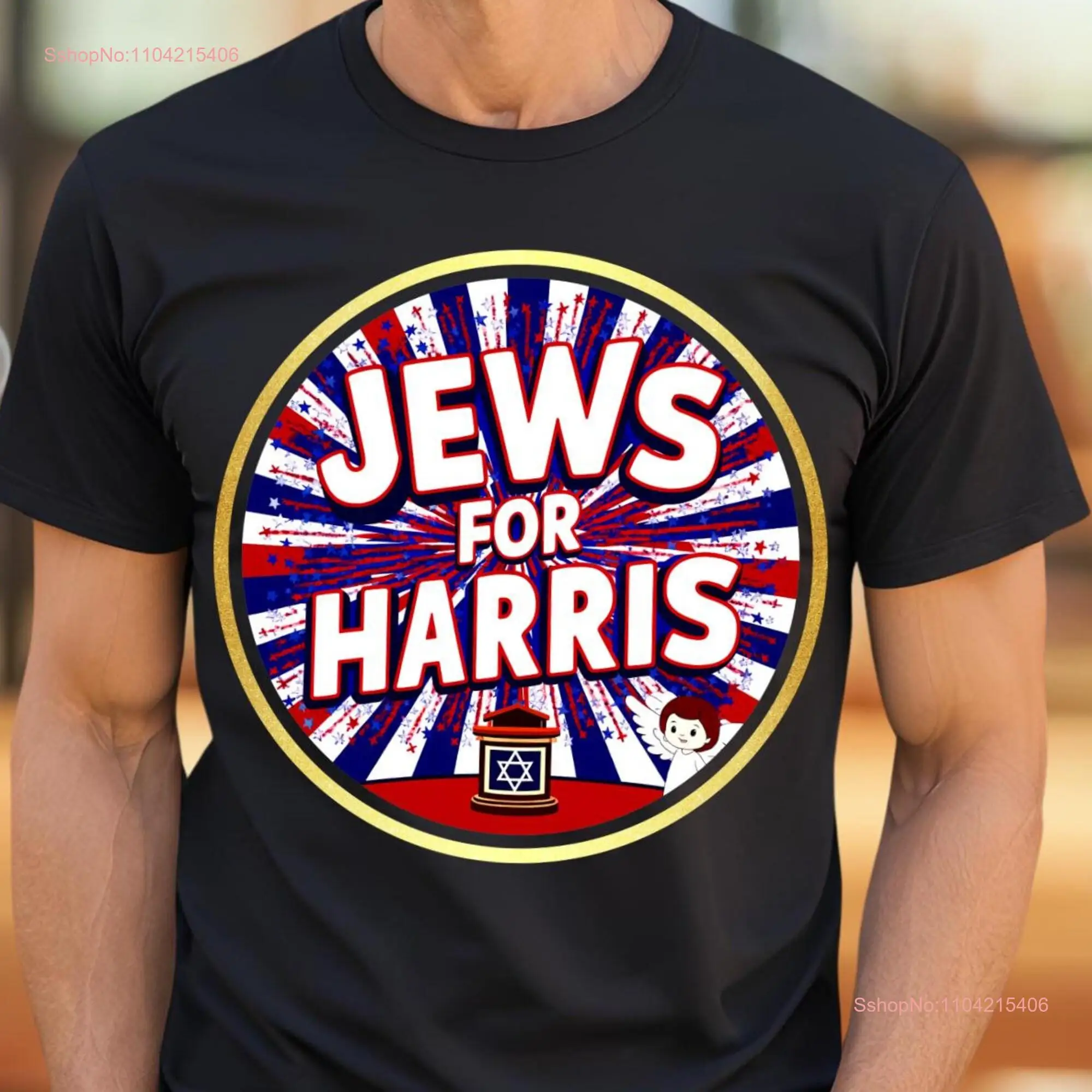 Jews For Harris T Shirt Kamala POTUS Elections Jewish Voter Vote Democrat Campaign long or short sleeves