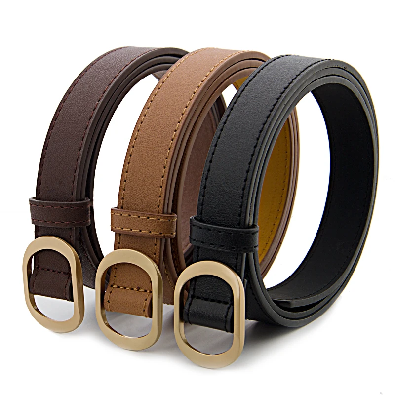 Five Colors Women's Belt Is Used For Jeans Waist Artificial Is  For Dresses Fashionable Gold Buttoned Pants