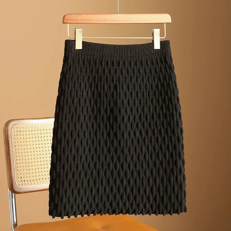

plus Size Knitted A-Line Skirt High Waist Straight Cut for Women Autumn Winter Faionable ort Skirts Korean Sle
