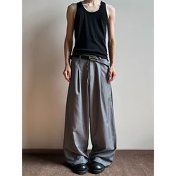 Grey Black Suit Pants Men Oversized Fashion Society Mens Dress Pants Korean Loose Wide Leg Pants Mens Office Formal Trousers