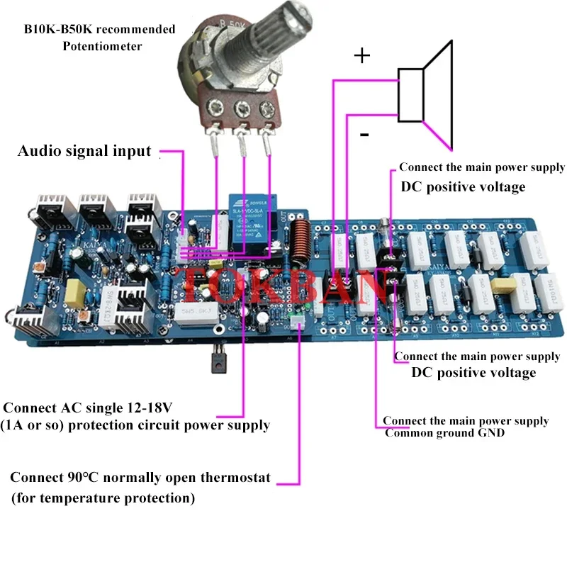 Tokban 1500w Mono Power Amplifier Board High Power A1943/C5200 Low Distortion and Low Noise HIFI Amplifier Audio