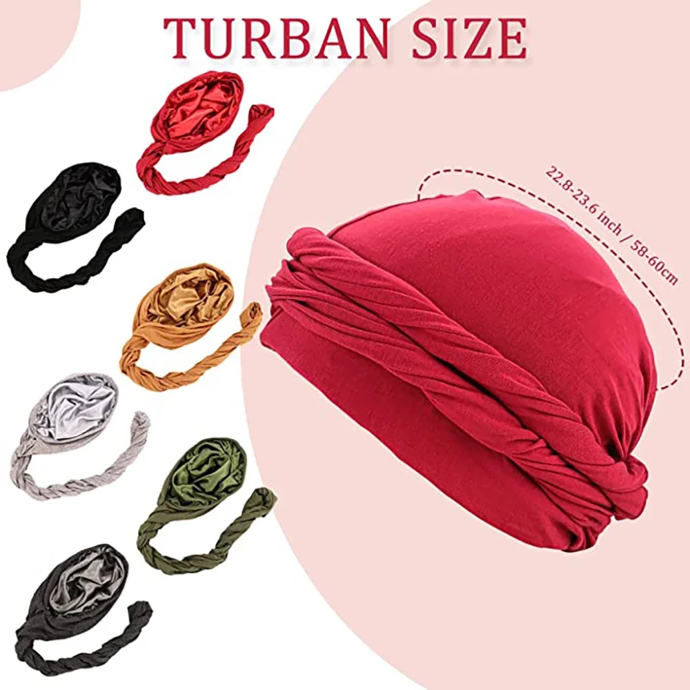Vintage Turban für Männer Vintage Kopfwickel für Männer Stretch Modal und Satin Turban Schal Krawatte für Haare – Detail 3
