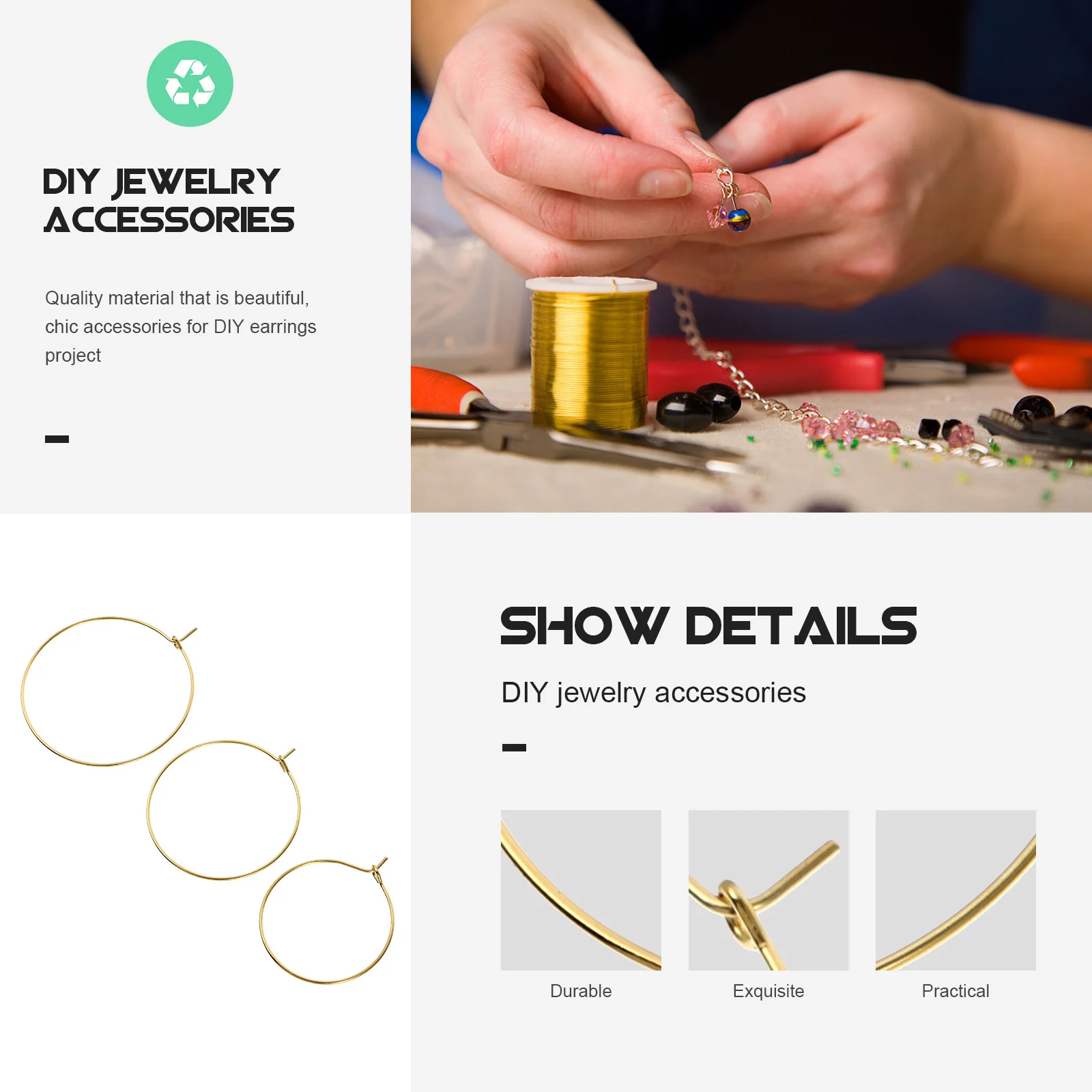 180Pcs Earring Making Kit DIY Iron Hoop Set for Jewelry Craft Supplies Handmade Earrings Hoops Circles Jewelry Accessories