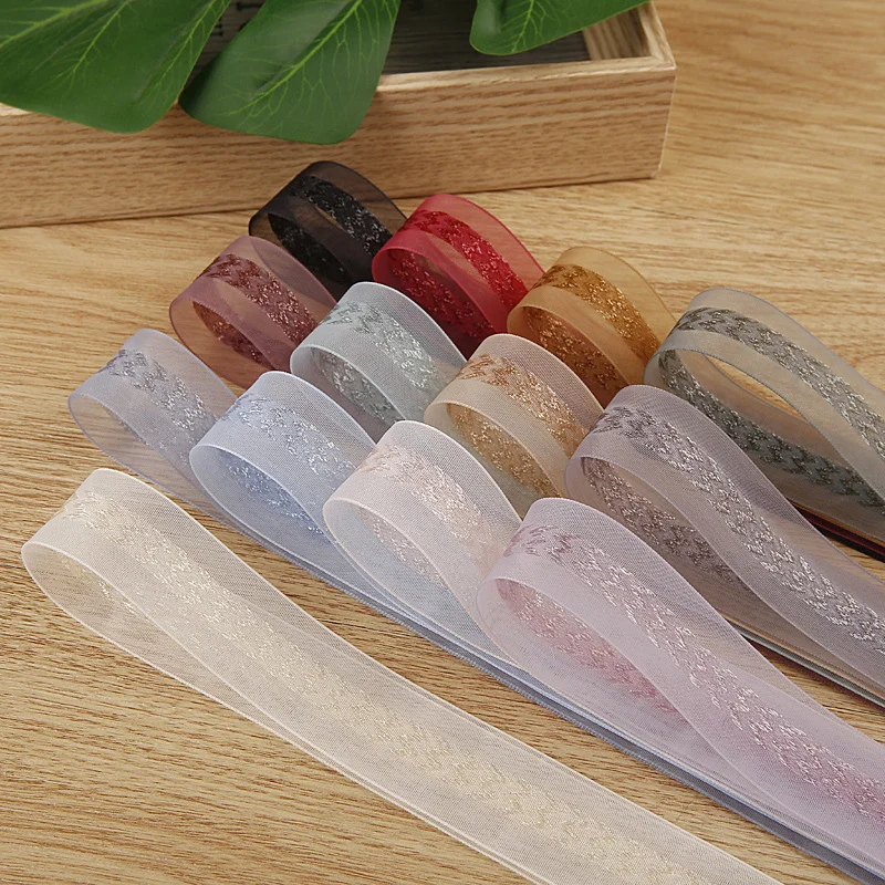 5yards 10/16/25/38mm Snow Yarn Nylon Knitted Organza Ribbon Organza Ribbons for Hair Bow DIY Bouquet Gift Packing Supplies