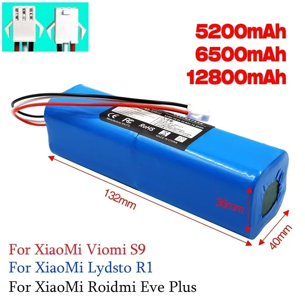 

NEW253 Replacement For XiaoMi Lydsto R1 Roidmi Eve Plus Viomi S9 Robot Vacuum Cleaner Battery Pack Capacity 12800mAh Accessories