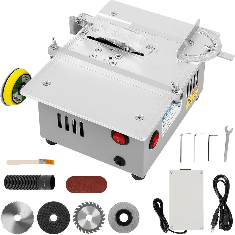 

Мини-настольная пила с ленточной шлифовальной машиной, 240 Вт, портативная прецизионная настольная пила с 4 лезвиями и защитным кожухом, 0,1-20 м