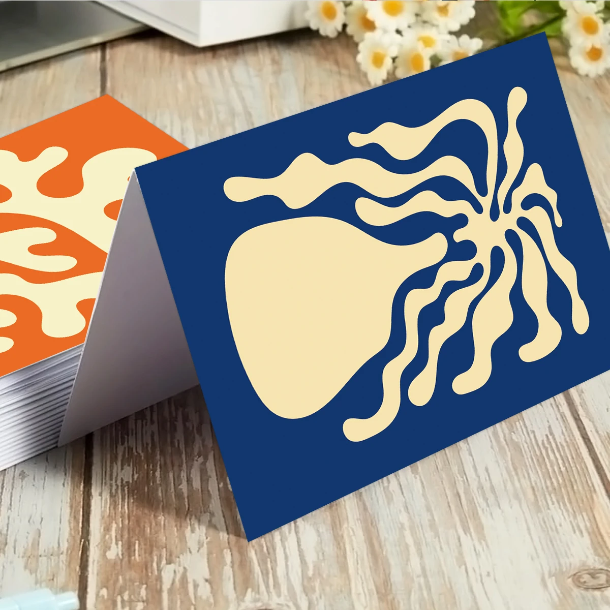 12 Stück abstrakte Linienkunst-Grußkarten mit Umschlägen – Blumenmuster, Welle, Vasen-Design, leere Karten für Geschenke, Geburtstag, Hochzeit, Danke – Detail 5