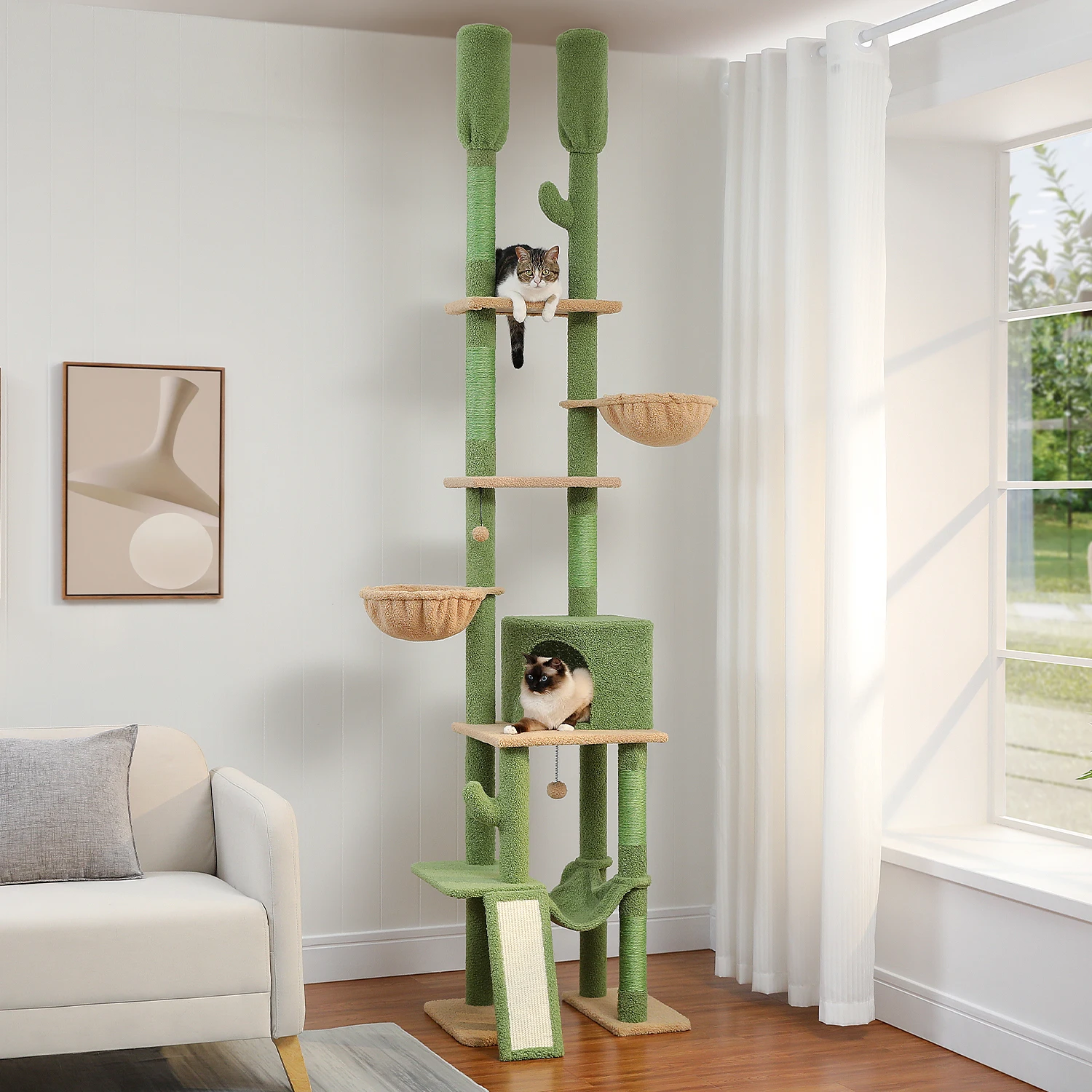 Adjustable Height Floor to Ceiling Cat Tree Tower