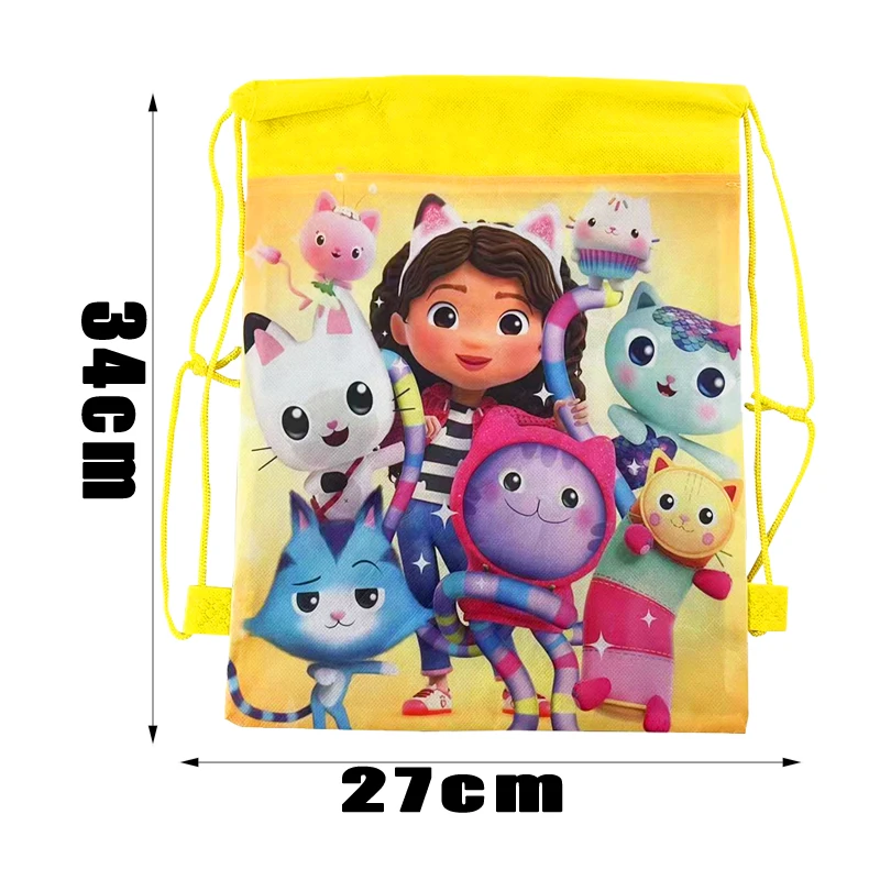 34*27cm Gabby Dollhouse Drawstring Bag Girl Gift Bag Kid Birthday Party Supplies Cat Decorations Kids Toys Gift Party Favors