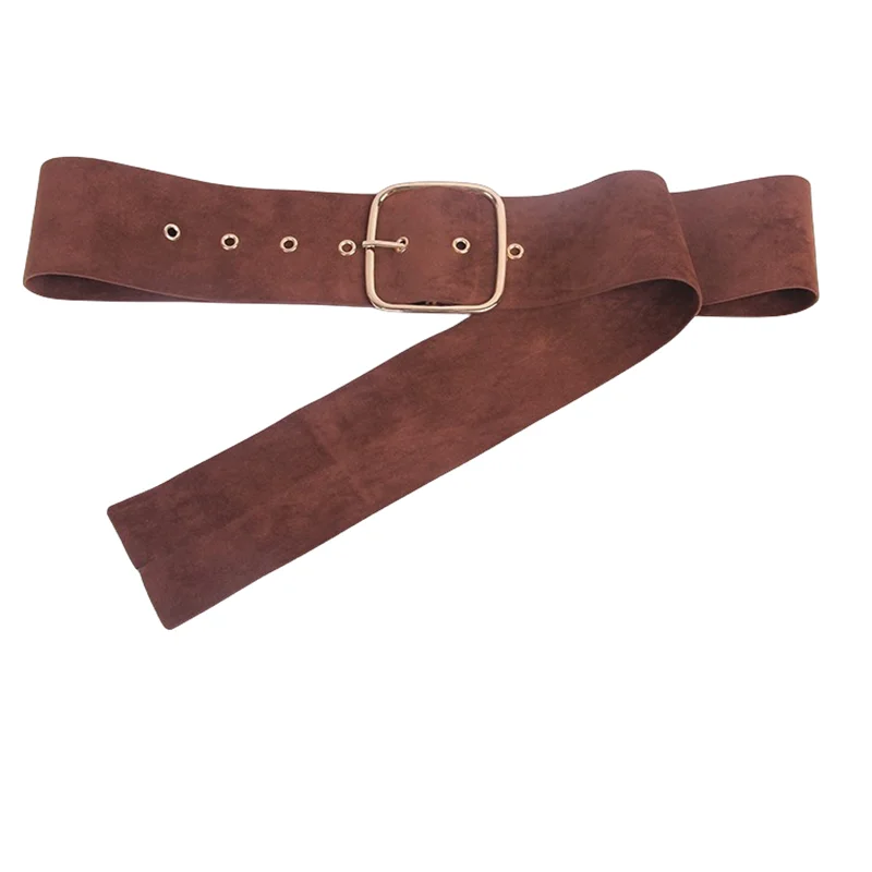 Newest brown coat belt women\'s belts long gold pin buckle sweater bundle jacket waist skirt waistband red Velvet soft strap belt