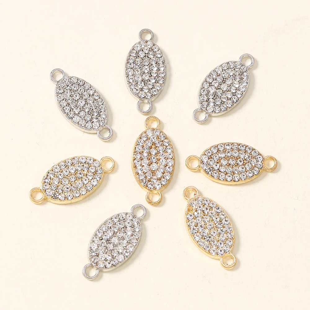 10 Stück 9*19mm Niedliche Kristall Runde Voll-Strass Ovale Anhänger für Halsketten DIY Ohrringe Schmuckherstellung