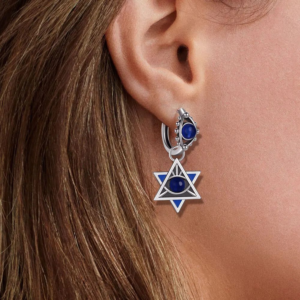 New 925 Sterling Silver Hexagram Evil Eye Star Earrings Hypoallergenic Earrings Graduation Holiday Jewelry Lucky Gift For Women