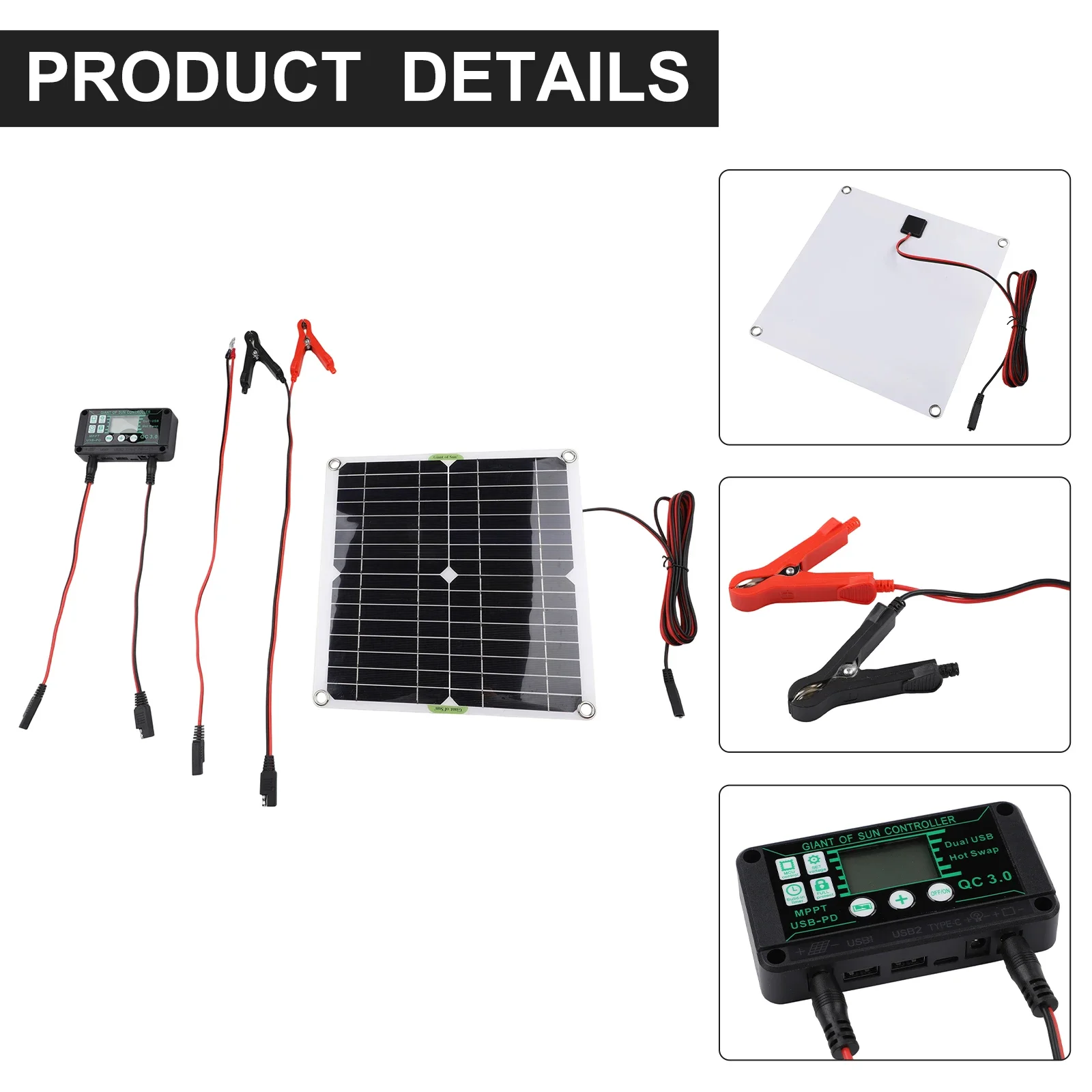 Solar Battery Charger For-MPPT 12VBattery Clamp Controller Solar Panel Connecting Cable Home Solar Charging Tools Parts hardware